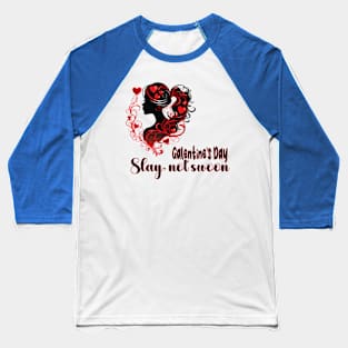 Empowered Galentine: Chic Silhouette and Hearts Design Baseball T-Shirt